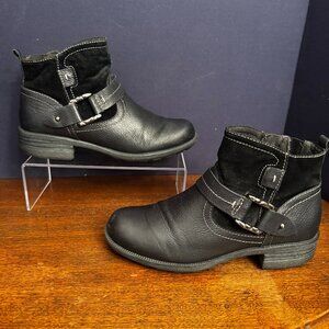 Earth Origins Paris Womens 8 M Black Leather Suede Buckle Zipper Ankle & Booties
